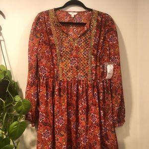 NWT Bohemian Peasant Top Floral Dress Sz Med
